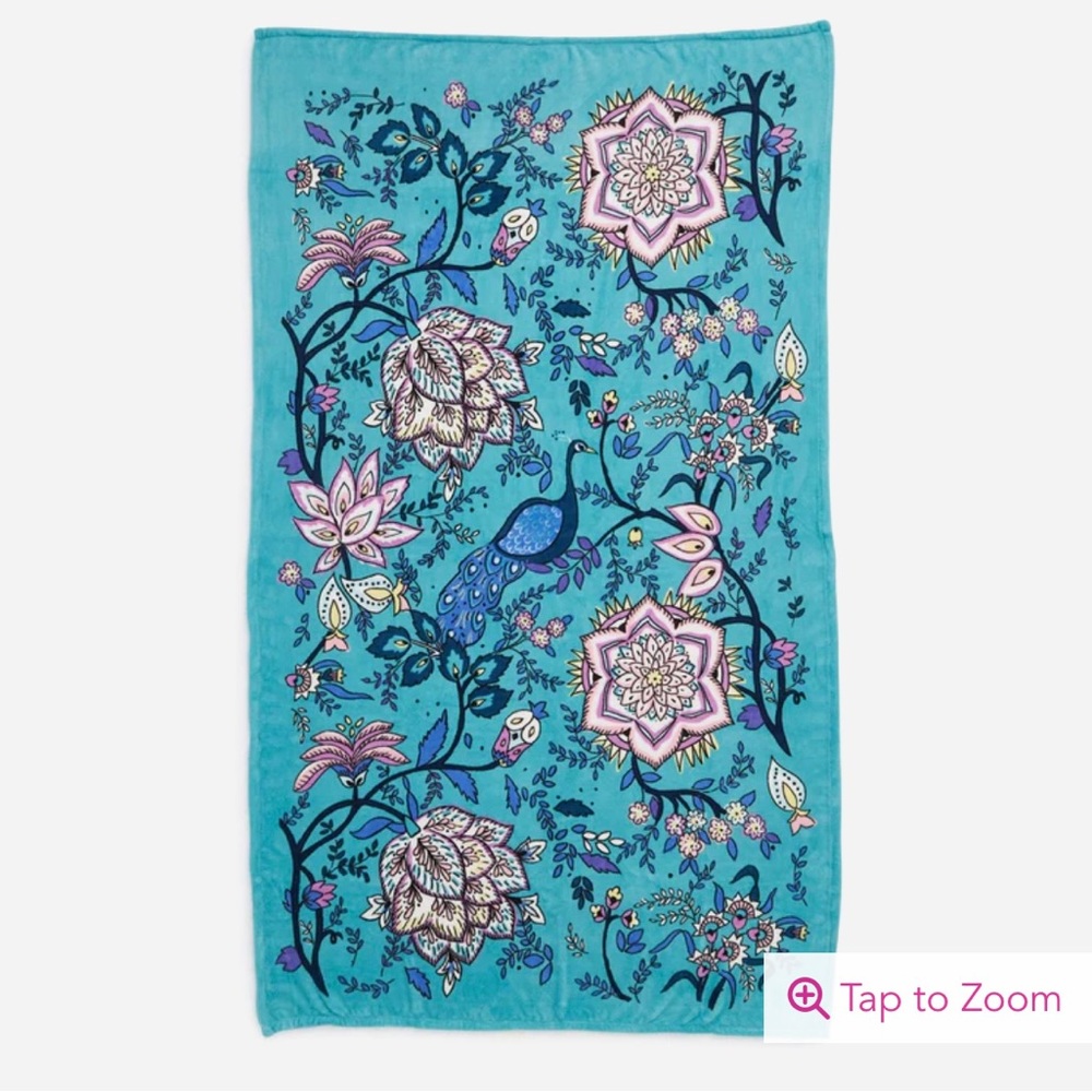 Vera Bradley Factory Style Throw Blanket - Peacock Garden